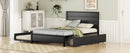 Metal Full Size Storage Platform Bed with Twin Size Trundle and 2 Drawers, Black - Supfirm