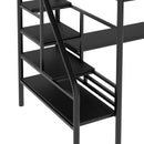 Metal Loft Bed Frame with Desk, No Box Spring Needed,Twin ,Black - Supfirm
