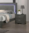 Metallic Gray Color Nightstand Bedroom 1pc Nightstand Solid wood Acrylic Hardware 2-Drawers bedside Table - Supfirm