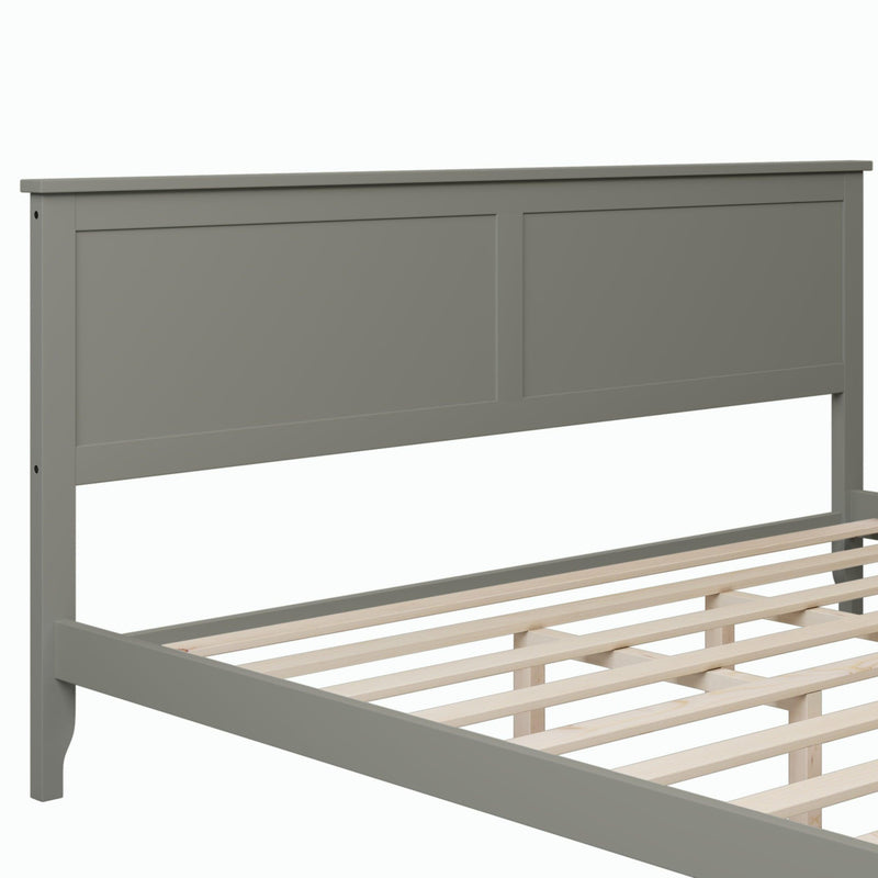 Modern Gray Solid Wood King Platform Bed, Common - Supfirm
