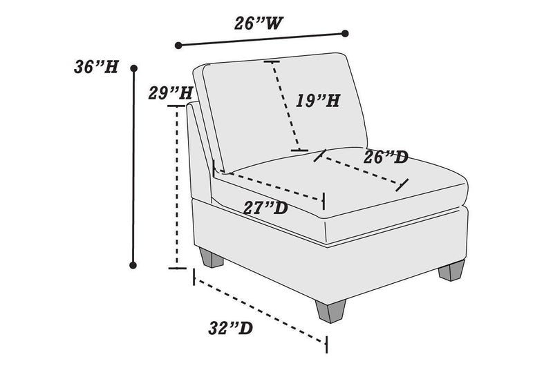 Modular Sofa Set 6pc Set Living Room Furniture Sofa Loveseat Couch Grey Linen Like Fabric 4x Corner Wedge 1x Armless Chair and 1x Ottoman - Supfirm