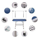 NEW HIGH QUALITY FOLDING PET GROOMING TABLE STAINLESS LEGS AND ARMS BLUE RUBBER TOP STORAGE BASKET - Supfirm