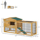 PawHut 2 Levels Outdoor Rabbit Hutch with Openable Top, 59" Wooden Large Rabbit Cage with Run Weatherproof Roof, Removable Tray, Ramp, Yellow - Supfirm
