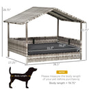 PawHut Wicker Dog House Outdoor with Canopy, Rattan Dog Bed with Water-resistant Cushion, for Small and Medium Dogs, Cream - Supfirm