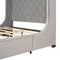 Queen Size Storage Bed Velvet Upholstered Platform Bed with Wingback Headboard and a Big Drawer (Gray) - Supfirm