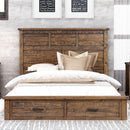 Rustic Reclaimed Solid Wood Framhouse Storage Queen Panel Bed, Common - Supfirm