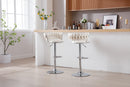 Set of 2 Bar Kitchen Stools Seat,with Chrome Footrest and Base Swivel Height Adjustable Mechanical Lifting Velvet + Bar Stool-BEIGE - Supfirm