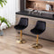 Set of 2 Bar Kitchen Stools Seat,with Chrome Footrest and Base Swivel Height Adjustable Mechanical Lifting Velvet + Golden Leg Simple Bar Stool-black - Supfirm