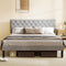 Simple Queen Size Grey Bed frame, Adjustable Headboard, Common - Supfirm