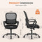Sweetcrispy Ergonomic Office Chair Home Desk Mesh Chair with Fixed Armrest Executive Computer Chair with Soft Foam Seat Cushion - Supfirm