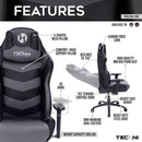 Techni Sport TS-61 Ergonomic High Back Racer Style Video Gaming Chair, Grey/Black - Supfirm