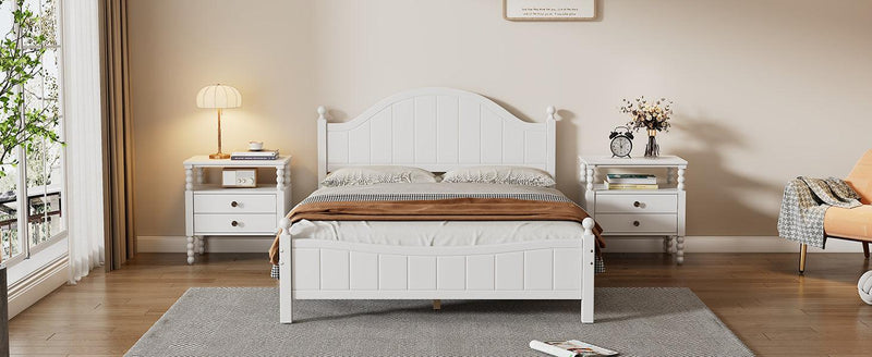 Traditional Concise Style White Solid Wood Platform Bed, No Need Box Spring, Queen (Old sku:BS295901AAA), Common - Supfirm