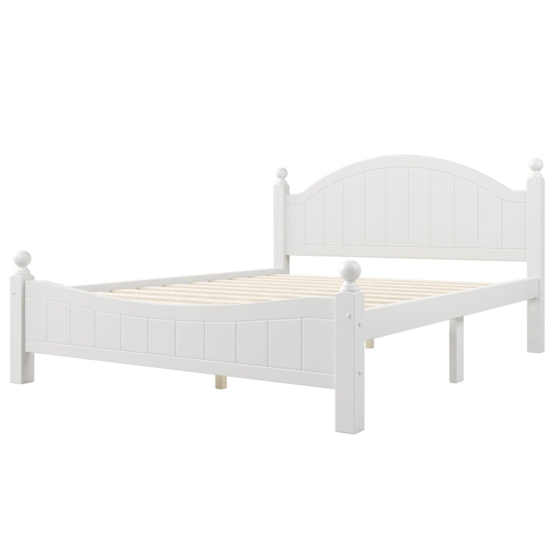 Traditional Concise Style White Solid Wood Platform Bed, No Need Box Spring, Queen (Old sku:BS295901AAA), Common - Supfirm