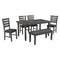 TREXM Dining Room Table and Chairs with Bench, Rustic Wood Dining Set, Set of 6 (Gray) - Supfirm