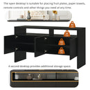 TREXM Modern Adequate Storage Space Sideboard MDF Storage Cabinet with Double-Storey Tabletop and Ample Storage Space for Dining Room, Kitchen, Living Room (Black) - Supfirm