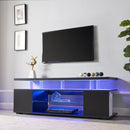 TV Stand for 70 Inch TV LED Gaming Entertainment Center Media Storage Console Table with Large Sliding Drawer & Side Cabinet for Living Room Black - Supfirm