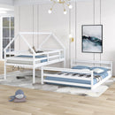 Twin over Full House Bunk Bed with Built-in Ladder,White - Supfirm