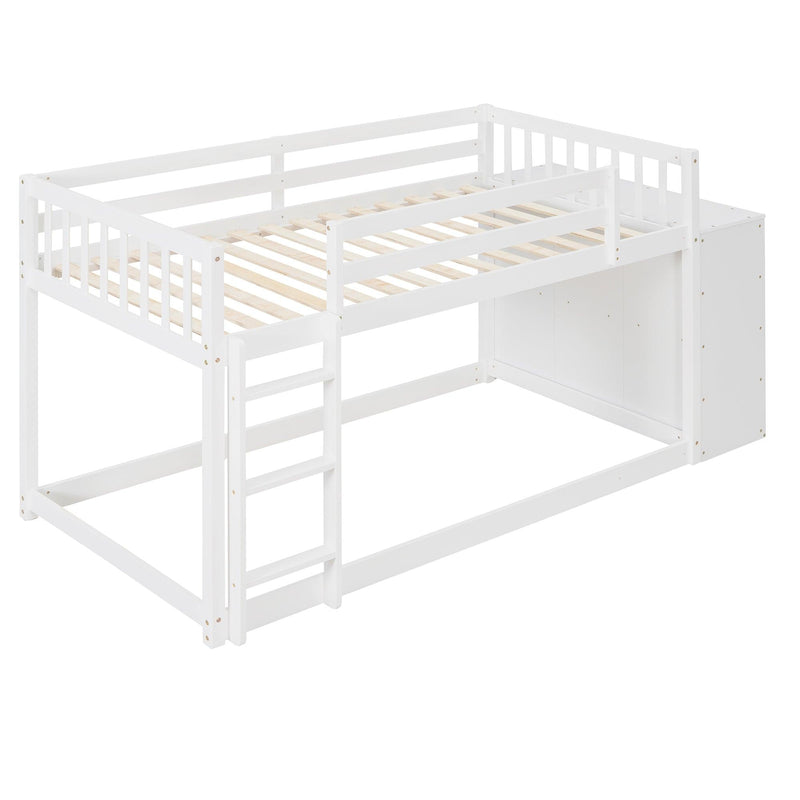 Twin over Twin Bunk Bed with 4 Drawers and 3 Shelves-White（OLD SKU: LP000067AAK） - Supfirm