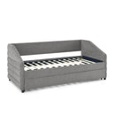Twin Size Daybed with Trundle Upholstered Tufted Sofa Bed, Linen Fabric, Grey (82.5"x42.5"x34") - Supfirm
