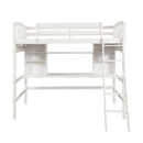 Twin size Loft Bed with Storage Shelves, Desk and Ladder, White(OLD SKU :LP000140KAA) - Supfirm