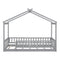 Twin Size Wood Bed House Bed Frame with Fence, for Kids, Teens, Girls, Boys, Gray - Supfirm