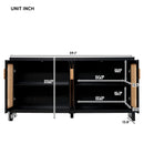 U-Can Modern TV Stand for 65-inch TV with Rattan Doors, Adjustable Shelves, Entertainment Center, Storage Sideboard, Cabinet for Living Room - Supfirm