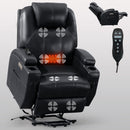Up to 350lbs Okin Motor Power Lift Recliner Chair for Elderly, Heavy Duty Motion Mechanism with 8-Point Vibration Massage and Lumbar Heating, Two Cup Holders and USB Charge Port, Black - Supfirm