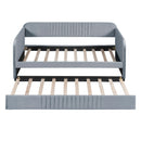 Upholstered Daybed Sofa Bed Twin Size With Trundle Bed and Wood Slat, Gray - Supfirm