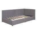 Upholstered Daybed with 2 Storage Drawers Twin Size Sofa Bed Frame No Box Spring Needed, Linen Fabric (Gray) - Supfirm