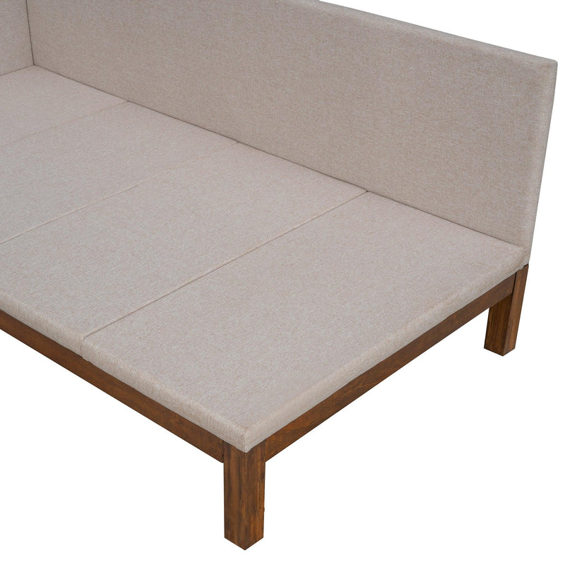 Upholstered Daybed/Sofa Bed Frame Twin Size Linen-Beige - Supfirm