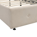 Upholstered Platform Bed with Underneath Storage,Full Size,Beige - Supfirm