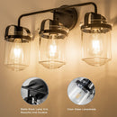 Wall Sconces Set of 3 with Clear Glass Shade,Modern Wall Sconce,Industrial Indoor Wall Light Fixture for Bathroom Living Room Bedroom Over Kitchen Sink,E26 Socket,Bulbs Not Included - Supfirm