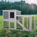 Wooden Rabbit Hutch Chicken Coop with 1 Removable Tray and 3 Lockable Doors for Indoor and Outdoor Use, Gray+White - Supfirm
