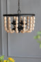4 - Light Wood Chandelier, Hanging Light Fixture with Adjustable Chain for Kitchen Dining Room Foyer Entryway, Bulb Not Included - Supfirm