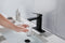 Supfirm Waterfall Spout Bathroom Faucet,Single Handle Bathroom Vanity Sink Faucet  white