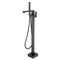 Supfirm Freestanding Bathtub Faucet Tub Filler Matte Black Floor Mount Bathroom Faucets Brass Single Handle with Hand Shower