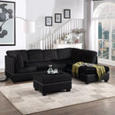 Supfirm 104.5" Reversible Sectional Sofa Space Saving with Storage Ottoman Rivet Ornament L-shape Couch for Small or Large Space Dorm Apartment, Black - Supfirm