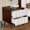 2-Drawer Nightstand for Bedroom, Mordern Wood+Linen Bedside Table with Classic Design,Walnut+Beige - Supfirm