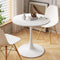 Supfirm 32"Modern Round Dining Table with Printed White Marble Table Top,Metal Base Dining Table, End Table Leisure Coffee Table - Supfirm