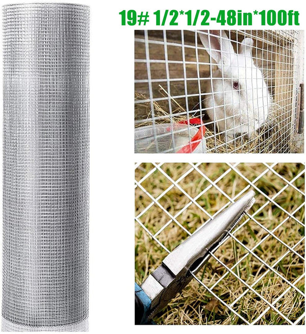 48inx100ft 1/2 in 19 Gauge Hardware Cloth Welded Cage Wire Chicken Fence mesh Rolls Square Chicken Wire Netting Raised Garden Rabbit Fence Snake Fencing Rodent Animals - Supfirm