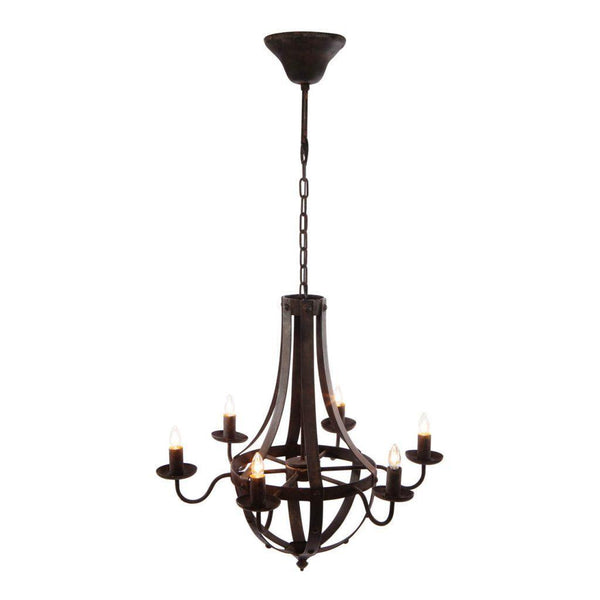 6 - Light Metal Chandelier, Hanging Light Fixture with Adjustable Chain for Kitchen Dining Room Foyer Entryway, Bulb Not Included - Supfirm