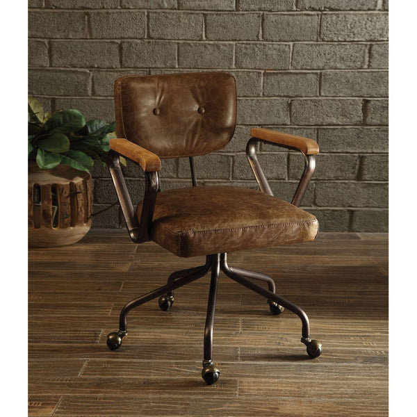 ACME Hallie Office Chair in Vintage Whiskey Top Grain Leather 92410 - Supfirm