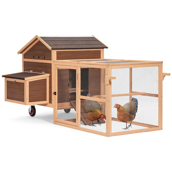 Chicken Coop with Wheels and handrails,Weatherproof Outdoor Chicken Coop with Nesting Box, Outdoor Hen House with Removable Bottom for Easy Cleaning, Weatherproof Poultry Cage, Rabbit Hutch, Wood Duck - Supfirm