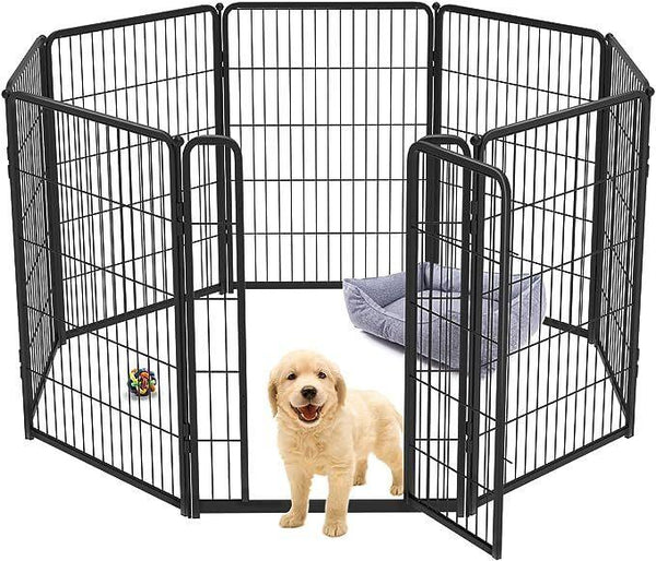 Dog Playpen Designed for Camping, Yard , 32" Height for Medium/Small Dogs, 8Panels - Supfirm