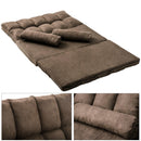 Supfirm Double Chaise Lounge Sofa Floor Couch and Sofa with Two Pillows (Brown) - Supfirm