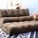 Supfirm Double Chaise Lounge Sofa Floor Couch and Sofa with Two Pillows (Brown) - Supfirm