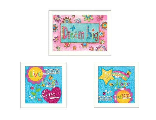 Supfirm "Dream Collection" 3-Piece Vignette By Mollie B., Printed Wall Art, Ready To Hang Framed Poster, White Frame - Supfirm