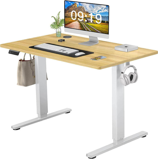 Electric Height Adjustable Standing Desk,Sit to Stand Ergonomic Computer Desk,Yellow,40'' x 24" - Supfirm