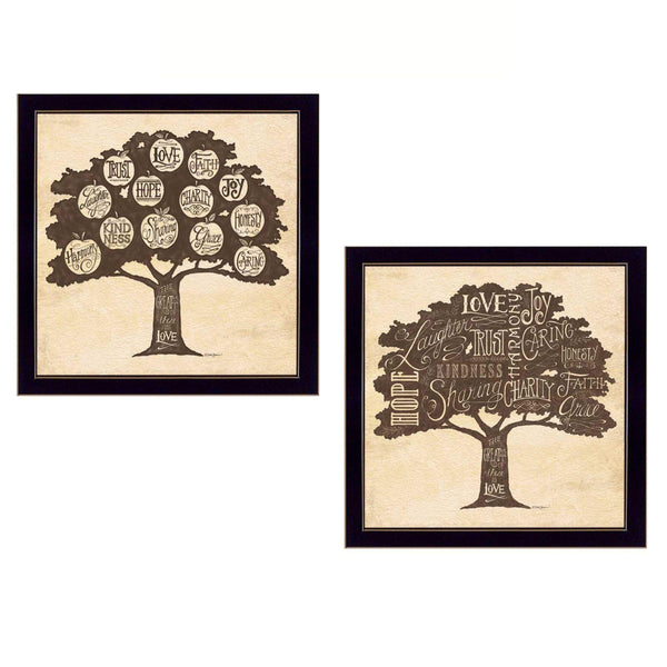 Supfirm "Family Trees Collection" 2-Piece Vignette By Debbie Strain, Printed Wall Art, Ready To Hang Framed Poster, Black Frame - Supfirm