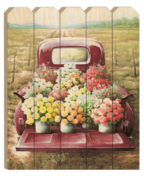 Supfirm "Flowers For Sale" By Artisan Dee Dee, Printed on Wooden Picket Fence Wall Art - Supfirm